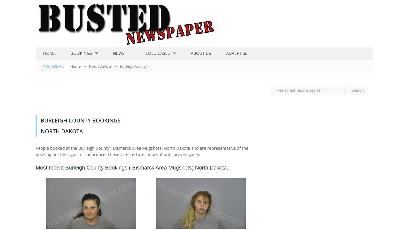 Burleigh County, ND ( Bismarck Area ND ) Mugshots - BUSTED NEWSPAPER