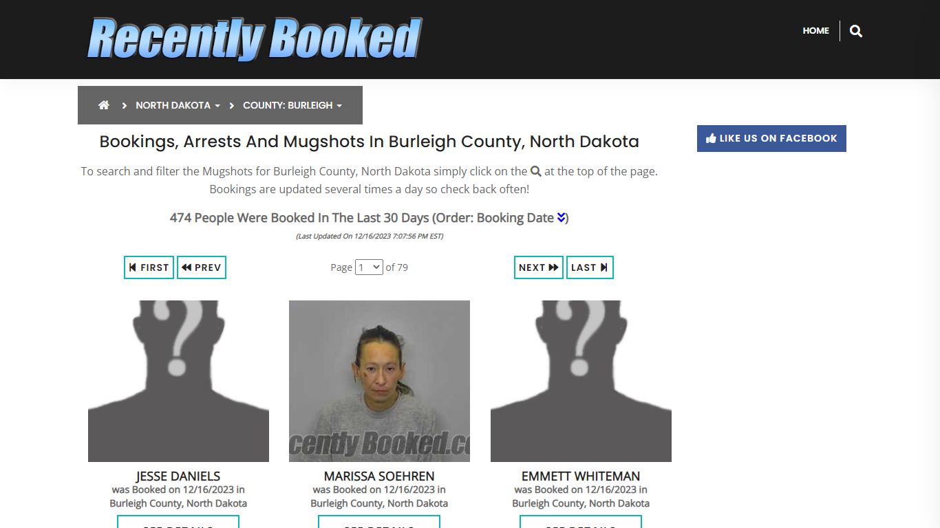 Bookings, Arrests and Mugshots in Burleigh County, North Dakota